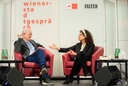 Shoshana Zuboff im Gespräch mit Armin Thurnher beim 50 Wiener Stadtgespräch © Christian Fischer